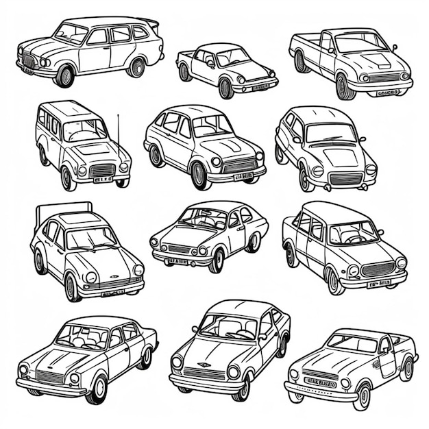 Um desenho de alguns carros da montadora.