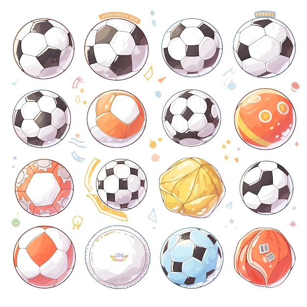 Foto um desenho de bolas de futebol com a palavra futebol na parte inferior
