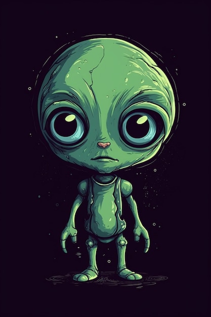 Um desenho de camiseta de um alienígena bonito