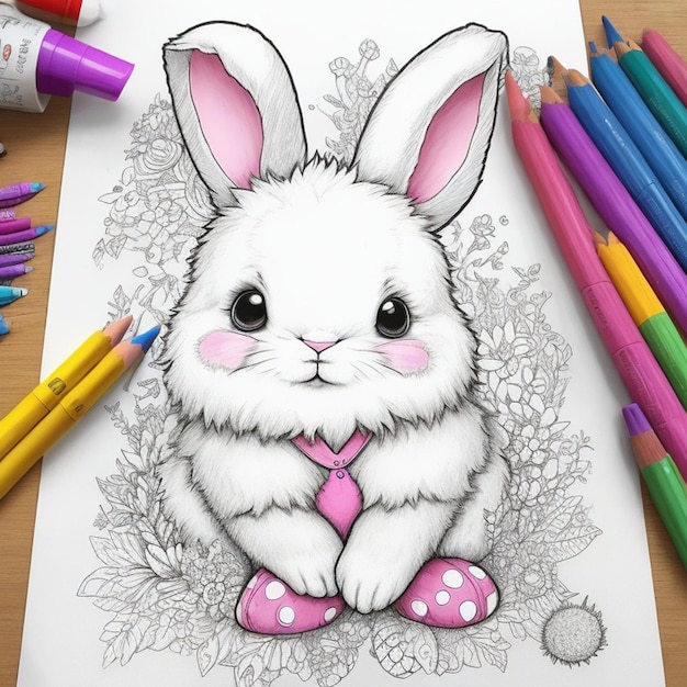 Foto um desenho de coelho com um coelho coelho nele