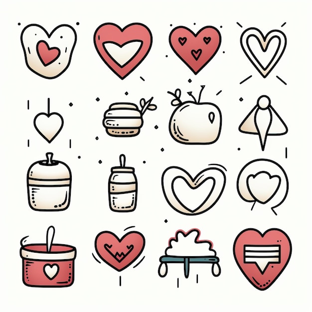 Foto um desenho de corações e um cupcake com um coração vermelho