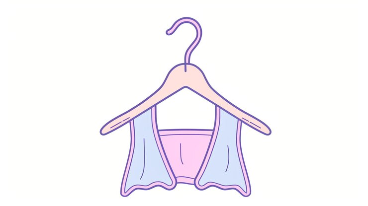 Foto um desenho de desenho animado de um colete azul e rosa pendurado em um gancho rosa