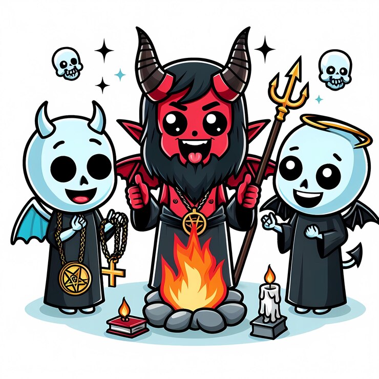 Foto um desenho de desenho animado de um diabo com chifres de diabo e diabo diabo