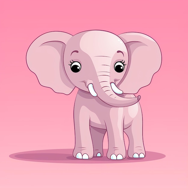 Foto um desenho de desenho animado de um elefante com um fundo rosa