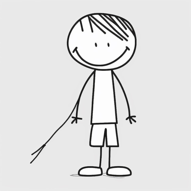 Foto um desenho de desenho animado de um menino com um bastão na mão generativo ai