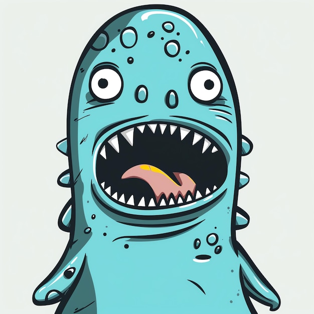 Foto um desenho de desenho animado de um monstro com dentes grandes e dentes grandes
