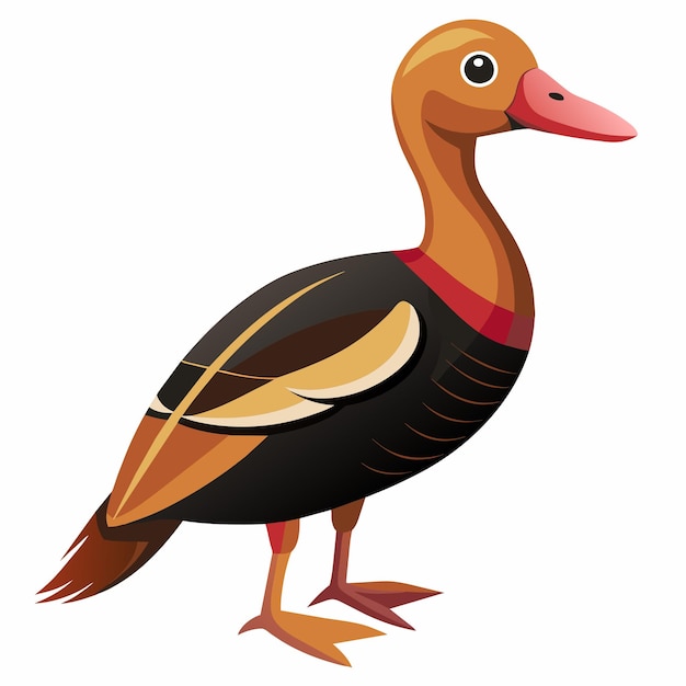 um desenho de desenho animado de um pato com uma faixa vermelha na parte inferior