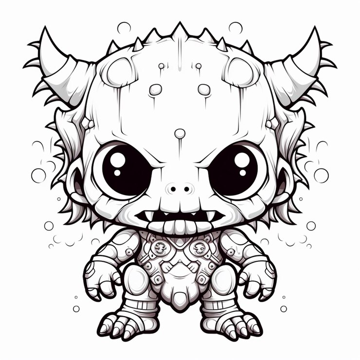 Foto um desenho de desenho animado de um pequeno monstro com olhos grandes generativo ai