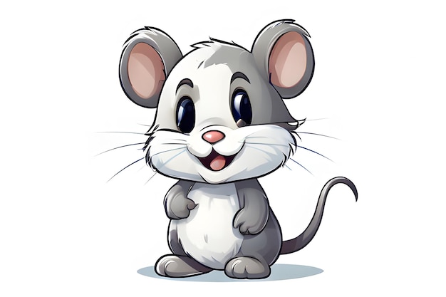 um desenho de desenho animado de um rato com um nariz rosa e um fundo branco