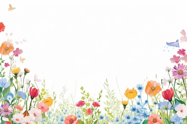 Um desenho de esquina de modelo de borda de flores de cor d'água
