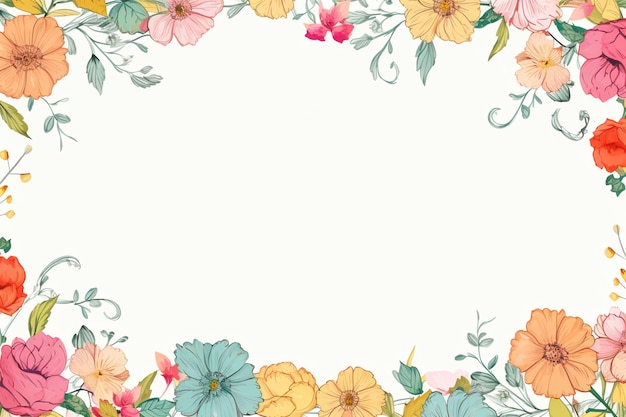 Um desenho de esquina de modelo de borda de flores de cor d'água