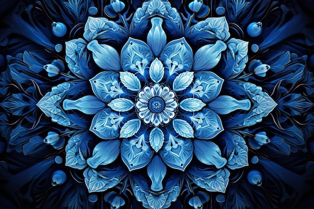 Foto um desenho de flor azul com a palavra 