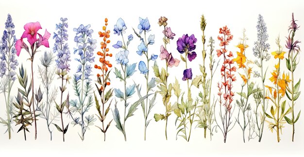 um desenho de flores com diferentes cores