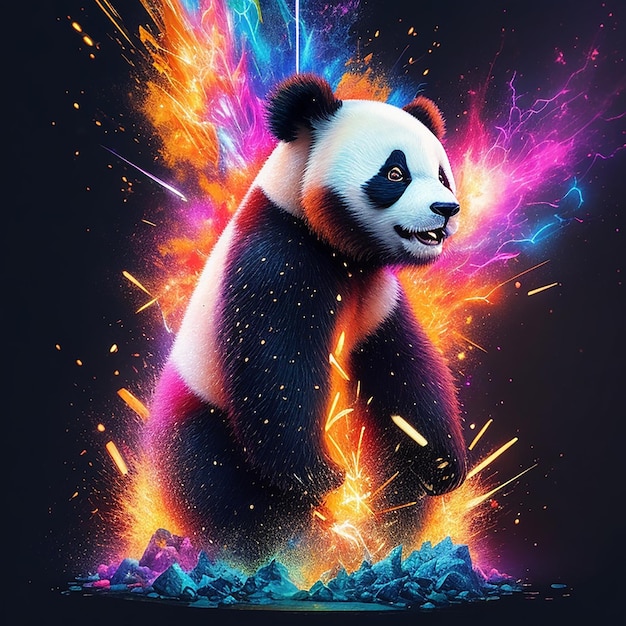 Um desenho de ilustração de panda para uma camiseta ou papel de parede é gerado