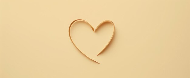 um desenho de linha de um coração em um fundo de cor creme