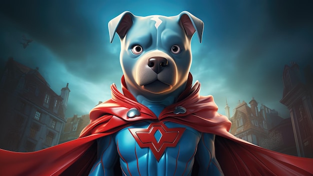 Foto um desenho de personagem de desenho animado de um cão super-herói ai generative