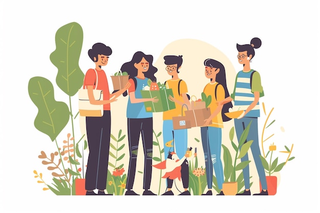 um desenho de pessoas com uma caixa que diz a palavra sobre ele