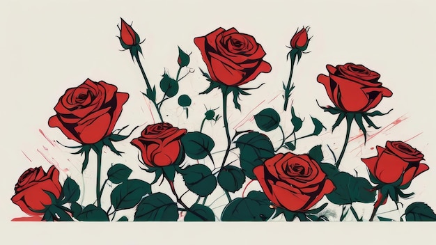 um desenho de rosas vermelhas com as palavras vermelhas