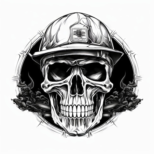 Um desenho de tatuagem de caveira ilustrativa