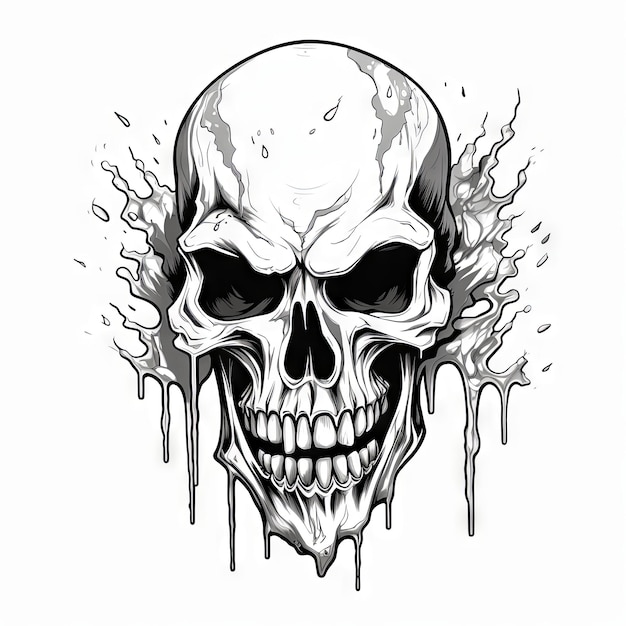 Um desenho de tatuagem de caveira ilustrativa