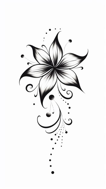 um desenho de tatuagem de flor preto e branco em um fundo branco ai generativo