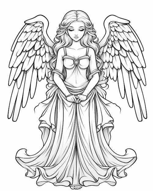 Foto um desenho de um anjo com asas nas costas generativo ai