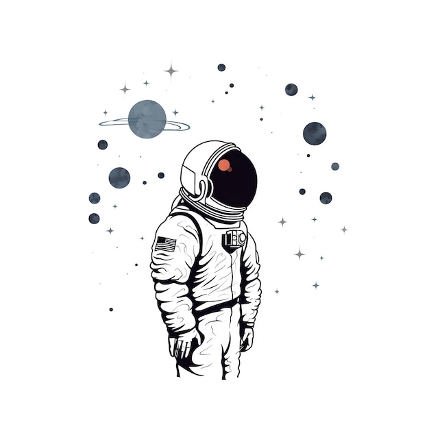 Um desenho de um astronauta no espaço.