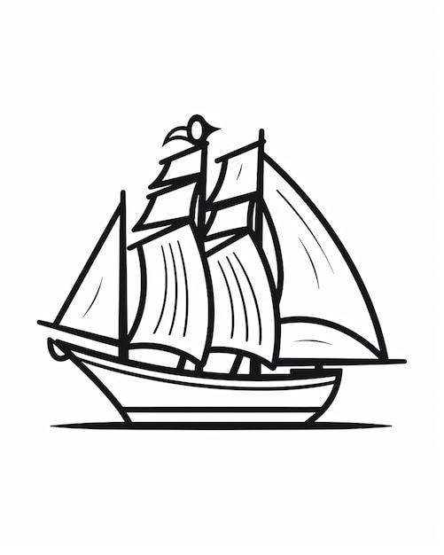 um desenho de um barco com um homem nele