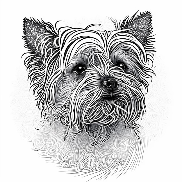 Foto um desenho de um cachorro com o nome yorkie nele