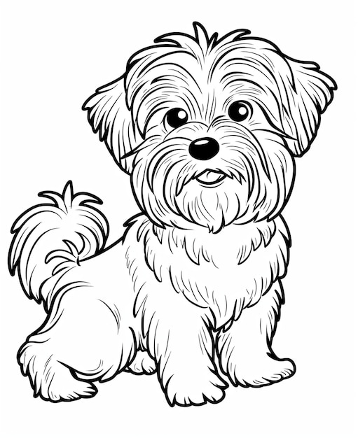 Um desenho de um cachorro que tem um desenho preto e branco de um cão