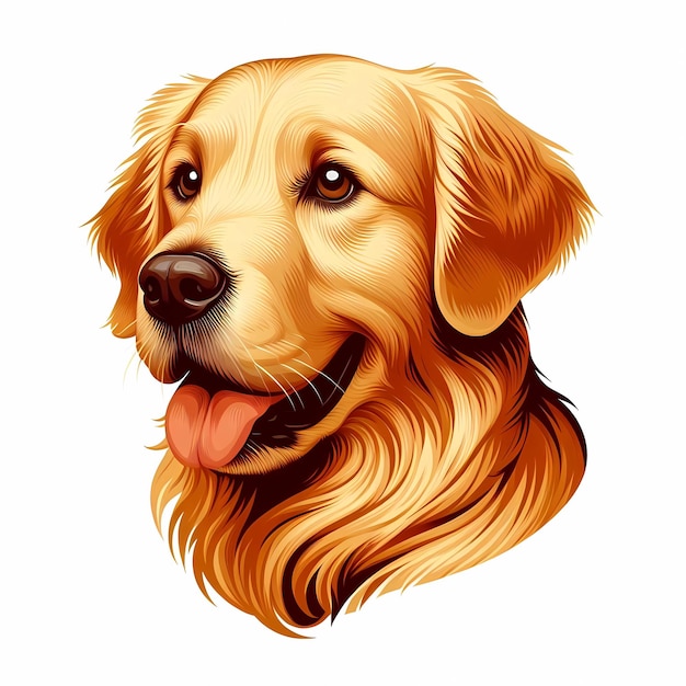 um desenho de um cão com uma ilustração de retriever dourado de laboratório amarelo