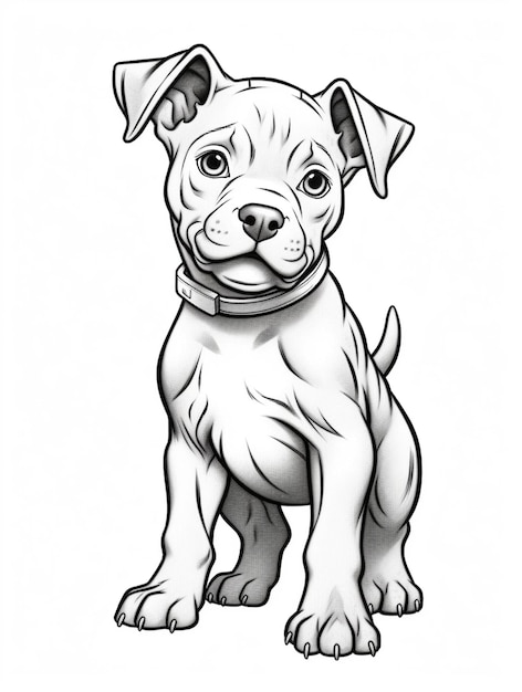 um desenho de um cão sentado com um colar em ai generativo