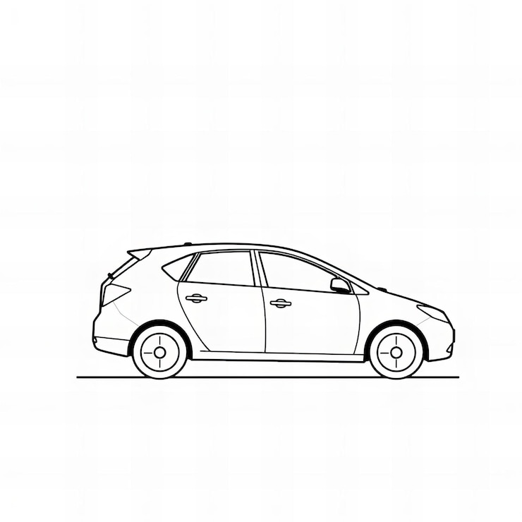 Foto um desenho de um carro com um carro no fundo