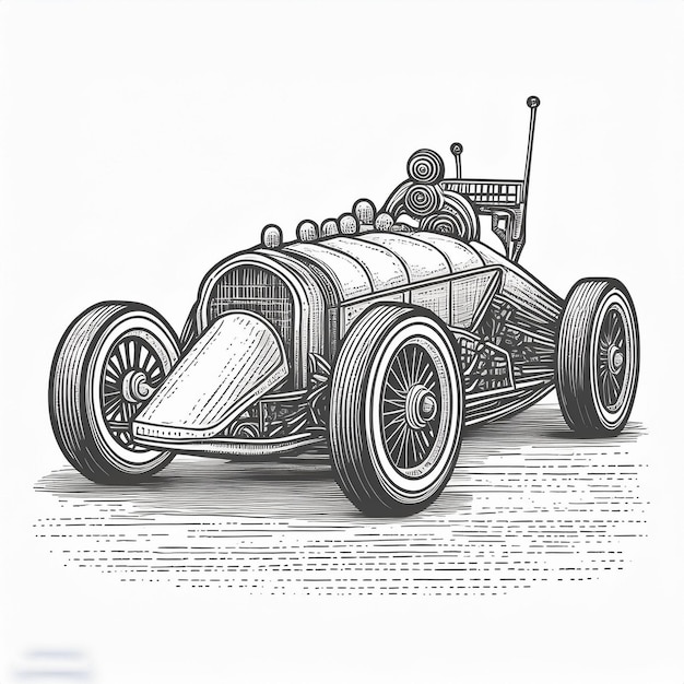 Foto um desenho de um carro de corrida com a palavra 