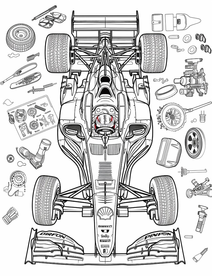 Foto um desenho de um carro de corrida com o número 2 nele