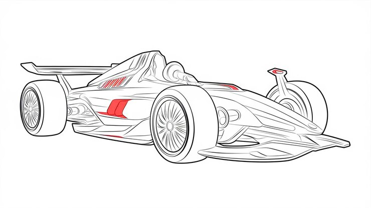 Foto um desenho de um carro de corrida com uma pessoa caminhando