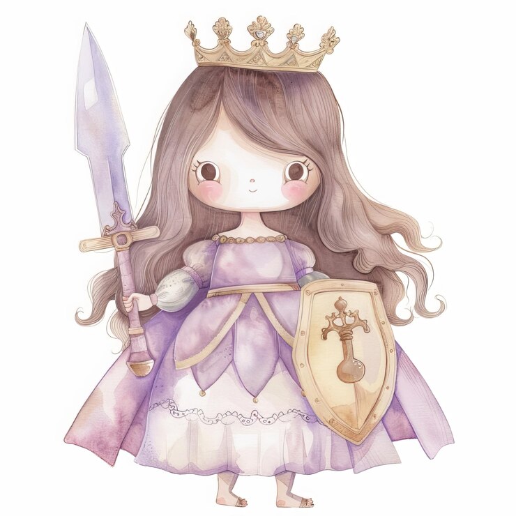 Foto um desenho de um cavaleiro com uma espada e um escudo