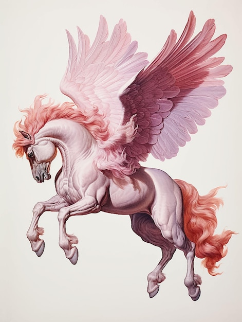 Um desenho de um cavalo branco com asas que dizem asas asas.