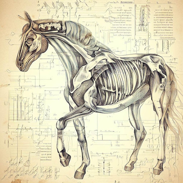 Foto um desenho de um cavalo com a palavra cavalo nele