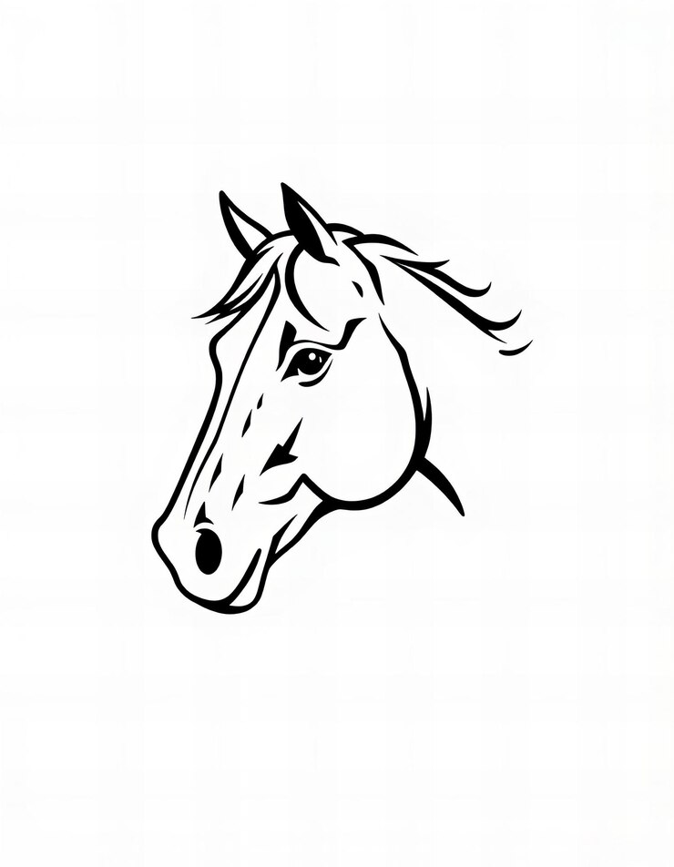 Foto um desenho de um cavalo com um contorno preto nele