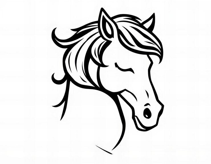 Foto um desenho de um cavalo com uma cabeça de cavalo nele