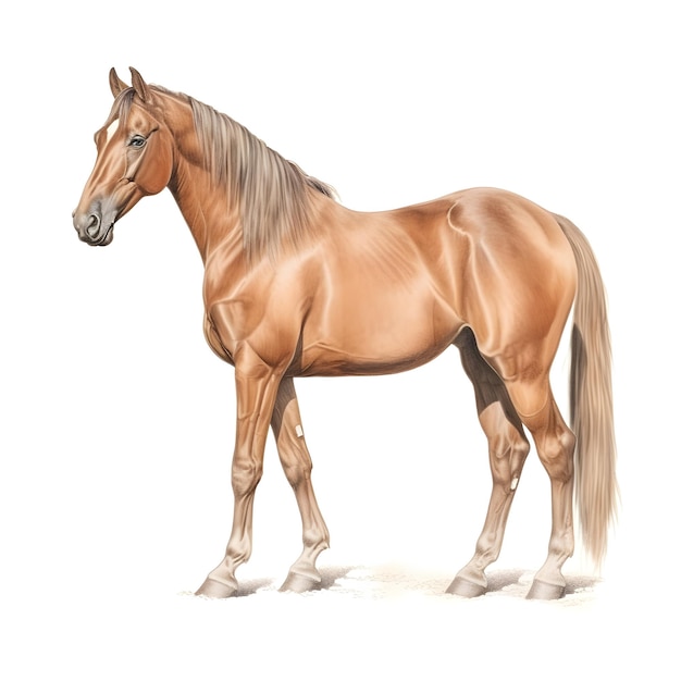 Um desenho de um cavalo com uma longa crina e uma longa crina.