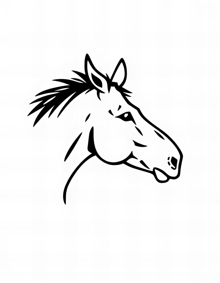 Foto um desenho de um cavalo que tem uma cabeça de cavalo nele