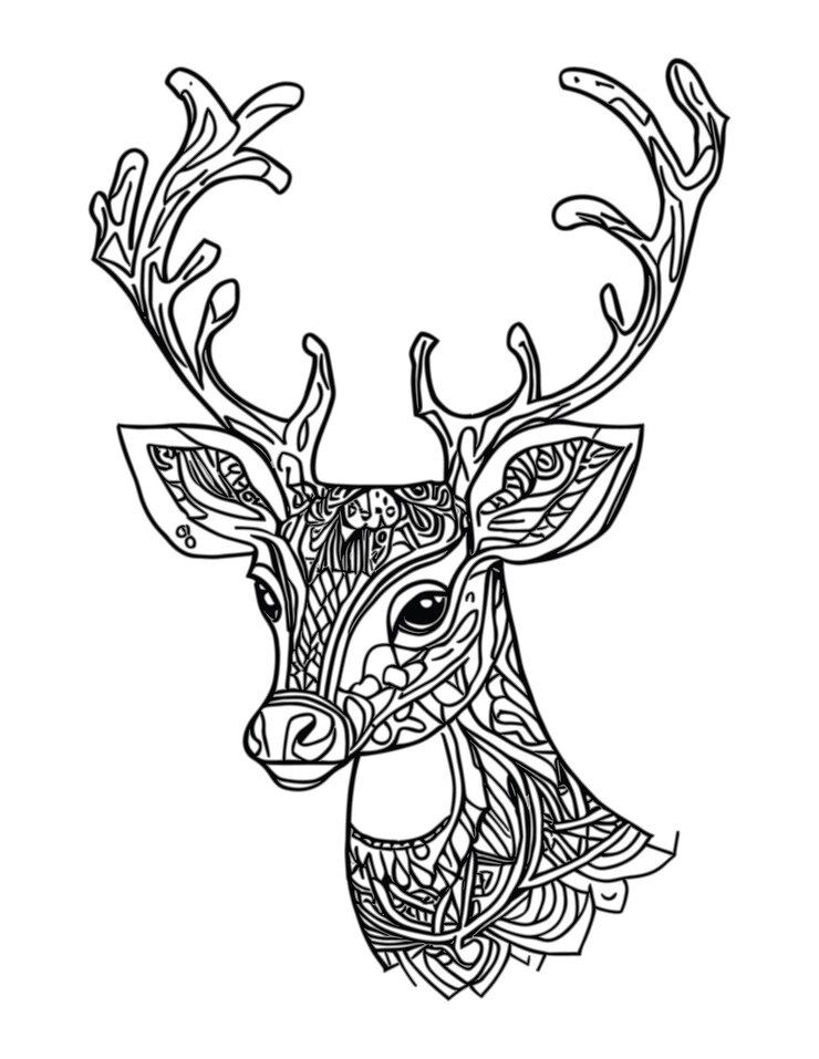 Foto um desenho de um cervo com um padrão nele
