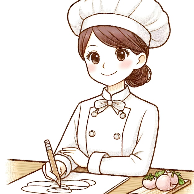 Foto um desenho de um chef com bigode