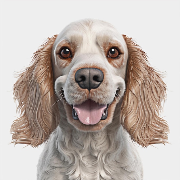 Um desenho de um cocker spaniel com uma língua rosa