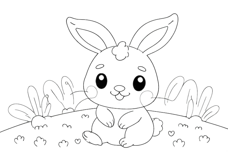Foto um desenho de um coelho com uma flor nele