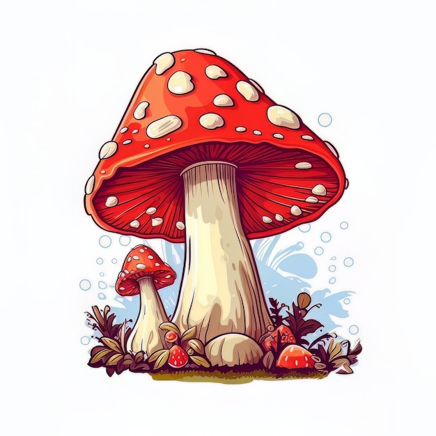 Cogumelo-do-mar-vermelho No Fundo De Um Campo Florescente. Flores  Silvestres E Erva. Vetor Isolado Em Branco. Desenho Animado Ilustração do  Vetor - Ilustração de cozinhar, fungo: 203560476