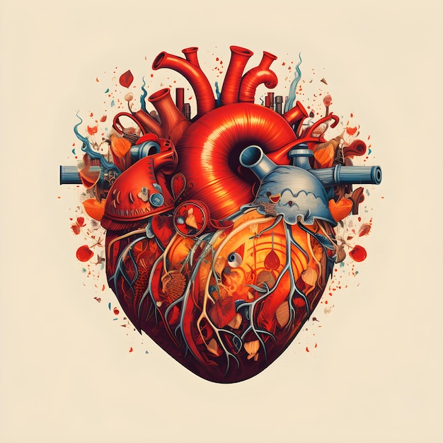 Um desenho de um coração com um rosto e um rosto que diz 'sou um robô'