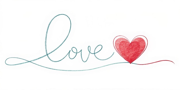 um desenho de um coração e um coração vermelho com a palavra amor nele